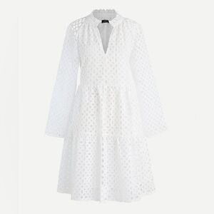 J. Crew White Tiered Popover Dress